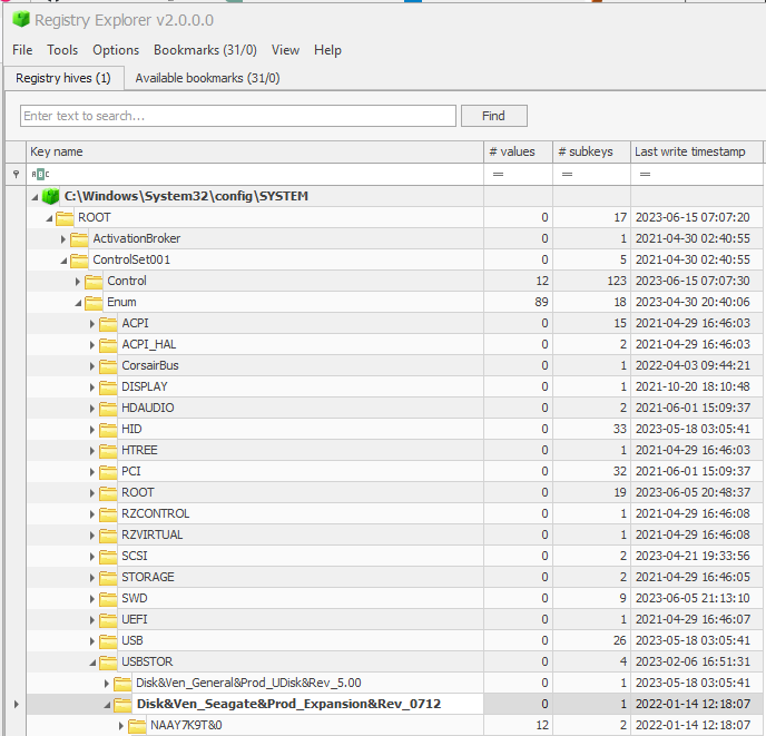 screenshot de usbstor
