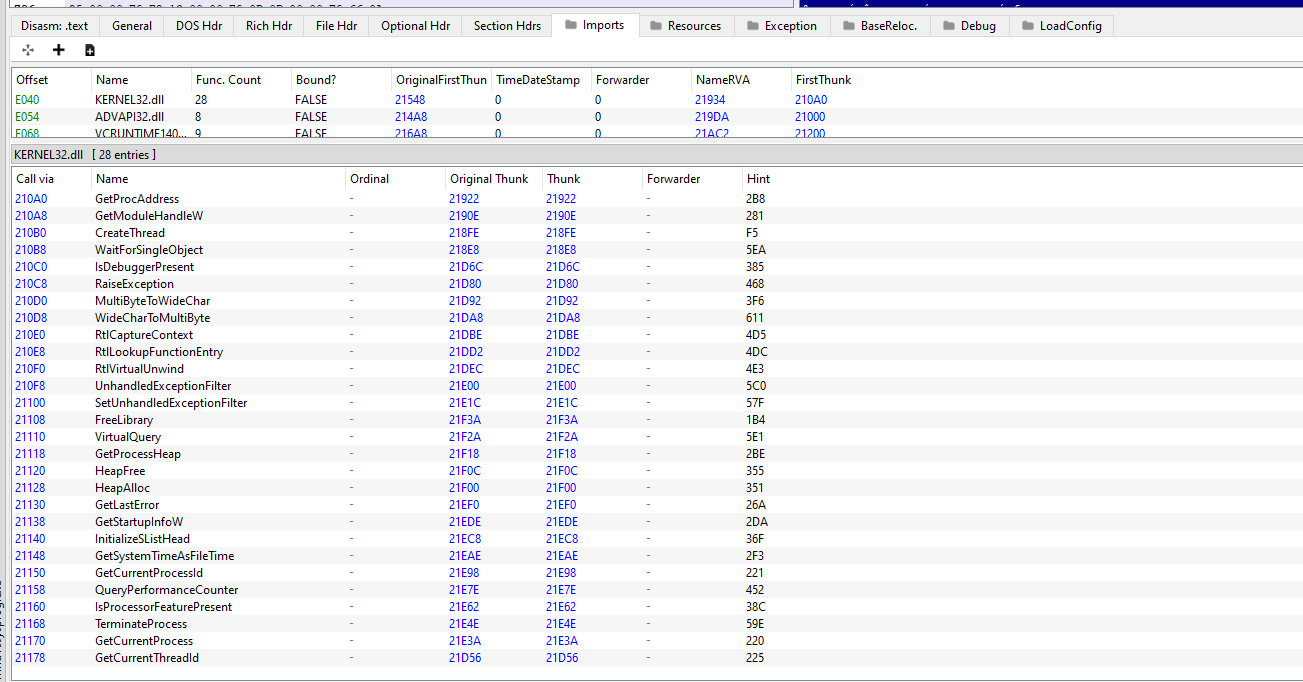Tables d'imports post-obfuscation